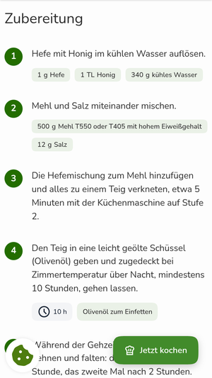 Zutaten und Schritte auf einen Blick